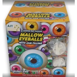 LOLLY MALLOW EYEBALLS I/W ASS FRUIT FLAVOURS(100 X 5GM) # 11048 AIT