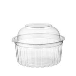 BOWL PLASTIC CLEAR ROUND 12OZ HINGED DOME LID  250S 25S(10) # [CA-4012DL] MPM