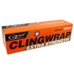 CLING WRAP IN DISPENSER CLEAR (33CM X 600M)(6) # C-CW33D CAPRI
