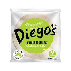 TORTILLA 12" FLOUR PLAIN (6 X 12S) # FFTCC0019 DIEGOS