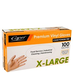 GLOVE EXTRA LARGE VINYL CLEAR POWER FREE 100S(10) # C-GV0016 CAPRI