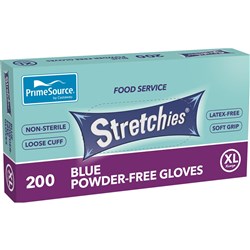 GLOVE EXTRA LARGE STRETCHIES BLUE POWDER FREE 200S (10) # PS-SEGB-XL PRIME SOURCE