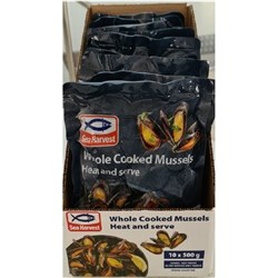 MUSSELS WHOLE COOKED 40-60 (10 X 500GM) # 4000301 SEA HARVEST