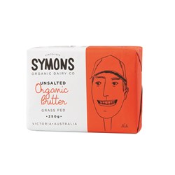 BUTTER UNSALTED ORGANIC 250GM (12) # SOD009 SYMONS