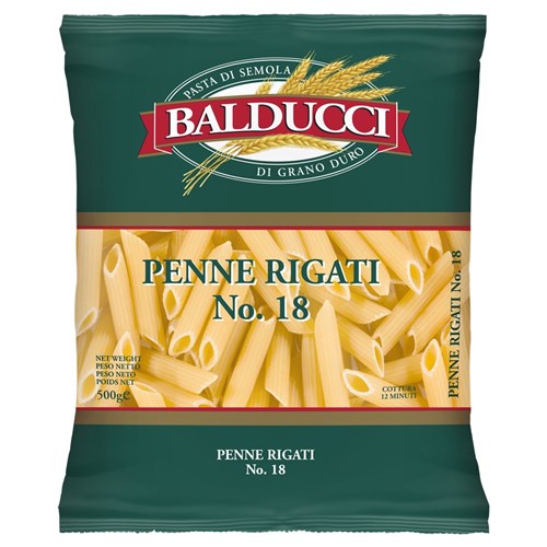 PASTA PENNE RIGATI #18 500GM(12) # 03201801 BALDUCCI