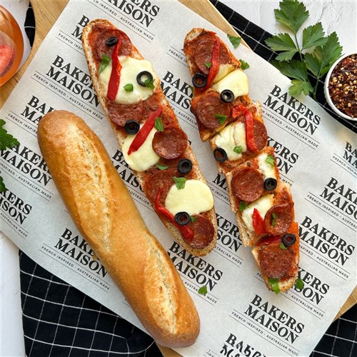 BREAD BAGUETTE DEMI WHITE FULL BAKED (48 X 140GM) # 11153A BAKERS MAISON