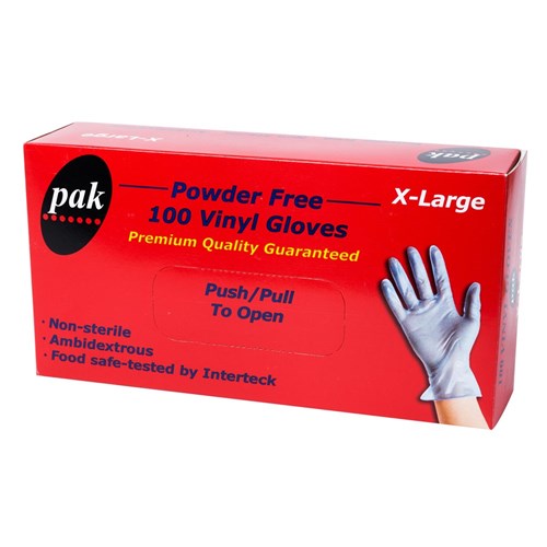 GLOVES PAK VINYL BLUE P/FREE EXTRA LARGE 100S (10) # GLOVES-B-XL-PF PAK