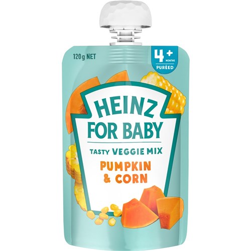 BABY FOOD PUMPKIN & CORN 4+ MTH (6 X 120GM) # 22577 HEINZ