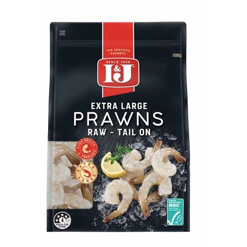 PRAWNS EXTRA LARGE TAIL ON IMP (5 X 500GM) # 12563 I&J