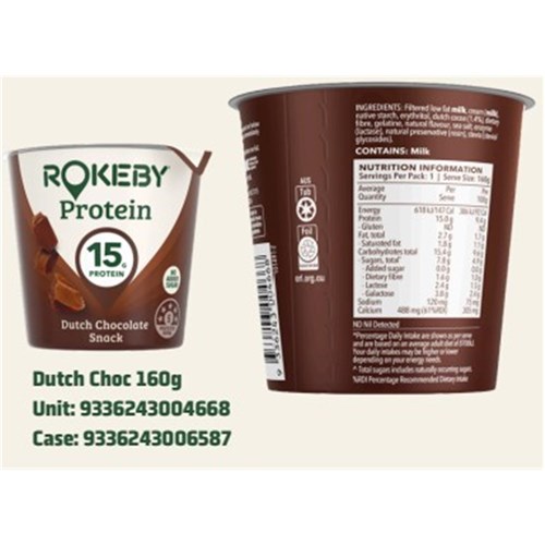 SNACK PROTEIN DUTCH CHOCOLATE (12 X 160GM) # 1000176 ROKEBY