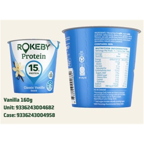 SNACK PROTEIN VANILLA (12 X 160GM) # 1000172 ROKEBY