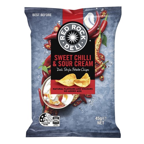 CHIPS SOUR CREAM & CHILLI RED ROCK DELI (18 X 45GM) # 320003425 SMITHS