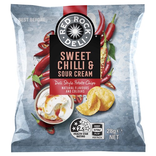 CHIPS SWEET CHILLI & SOUR CREAM RED ROCK DELI(21 X 28GM) # 320036563 SMITHS