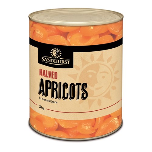 APRICOT HALVES  NATURAL JUICE 3KG(3) # APRICOTA10(3) SANDHURST