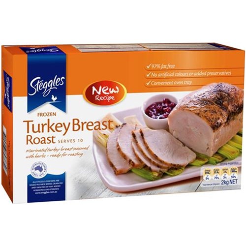 TURKEY ROASTED BREAST FILLET COOKED R/W APPROX 2.5-3KG(2) # 69863 STEGGLES