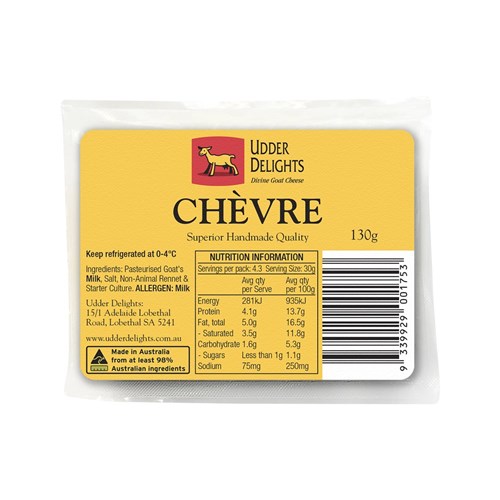 CHEESE CHEVRE 130GM(12) # UDC130g x 12 UDDER DELIGHTS