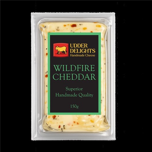 CHEESE WILDFIRE CHEDDAR 150GM(8) # UDWC150g x 8 UDDER DELIGHTS